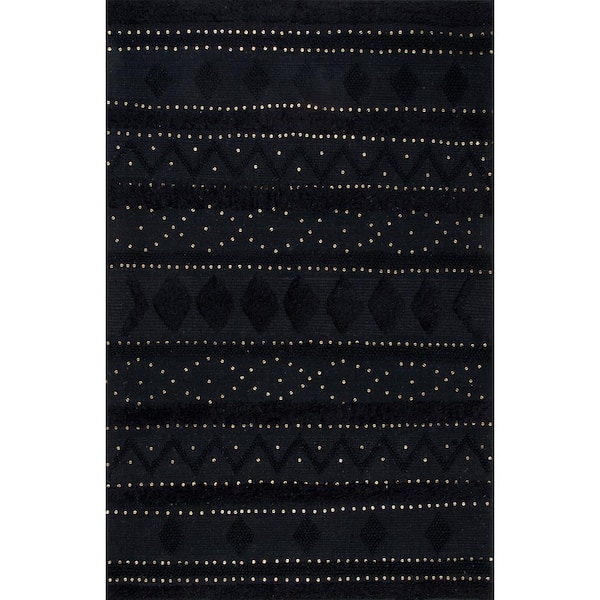 nuLOOM Durden Geometric Black 9 ft. x 12 ft. Area Rug