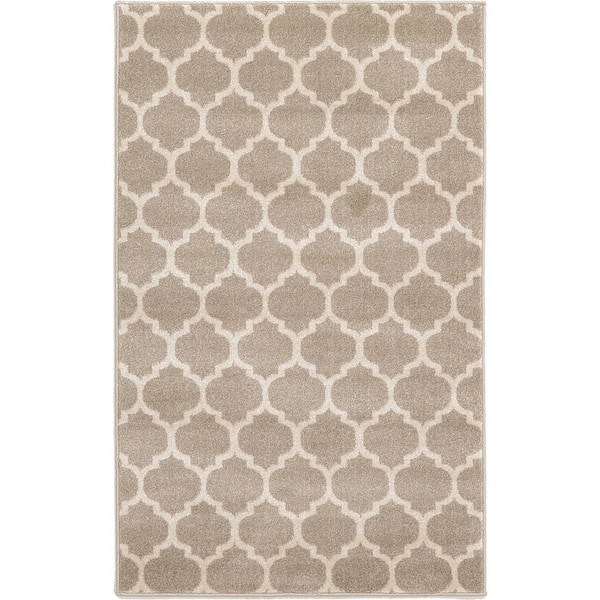 Unique Loom Trellis Philadelphia Light Brown/Beige 3' 3 x 5' 3 Area Rug