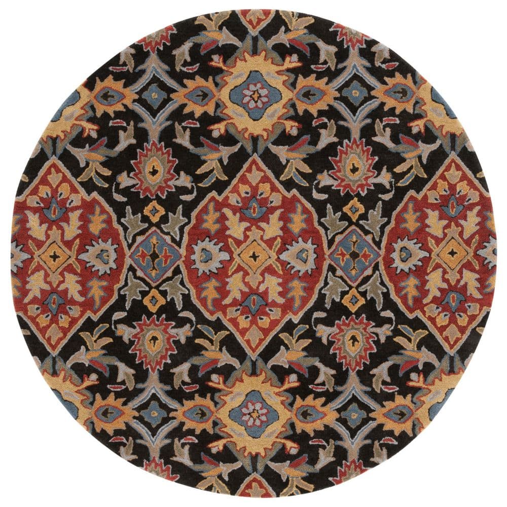 Heritage 6 ft. x 6 ft. Charcoal/Red Ornate Geometric Round Area Rug price history on PriceWatchPro
