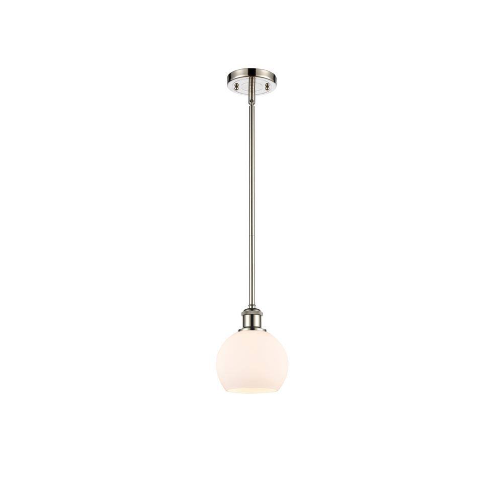 Athens 60-Watt 1 Light Polished Nickel Shaded Mini Pendant Light with Frosted glass Frosted Glass Shade -  Innovations, 516-1S-PN-G121-