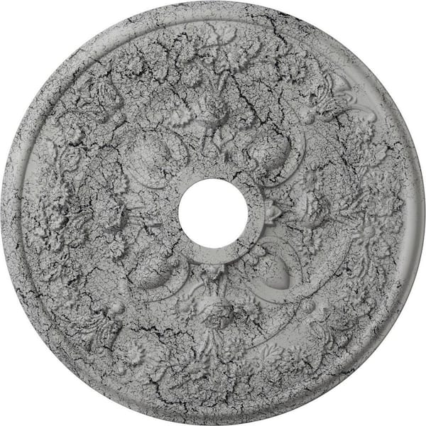 Ekena Millwork 1-3/8 in. x 30-7/8 in. x 30-7/8 in. Polyurethane Rose Ceiling Medallion, Ultra Pure White Crackle