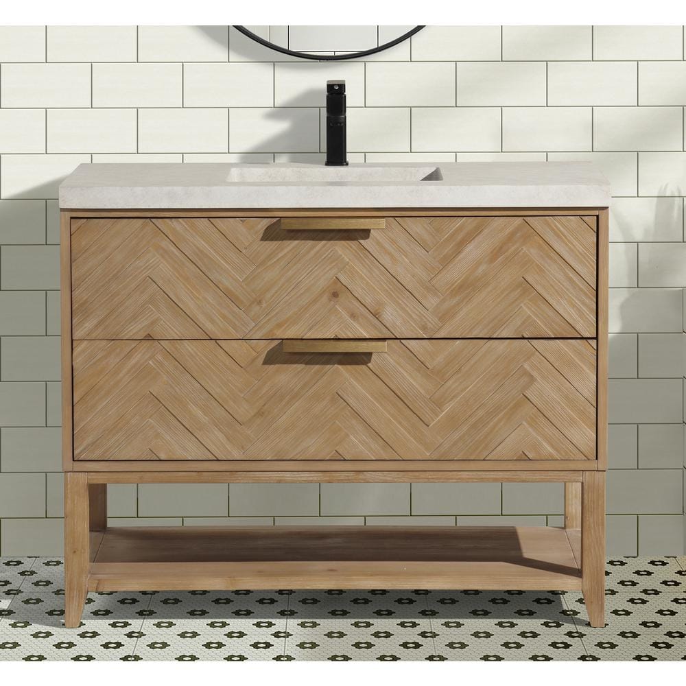 Carlsbad 42" Weathered Fir Freestanding Vanity with Concrete Top