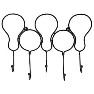 Balloon Shaped 15.5 in. L Black Hook Rail with 5 Hooks
