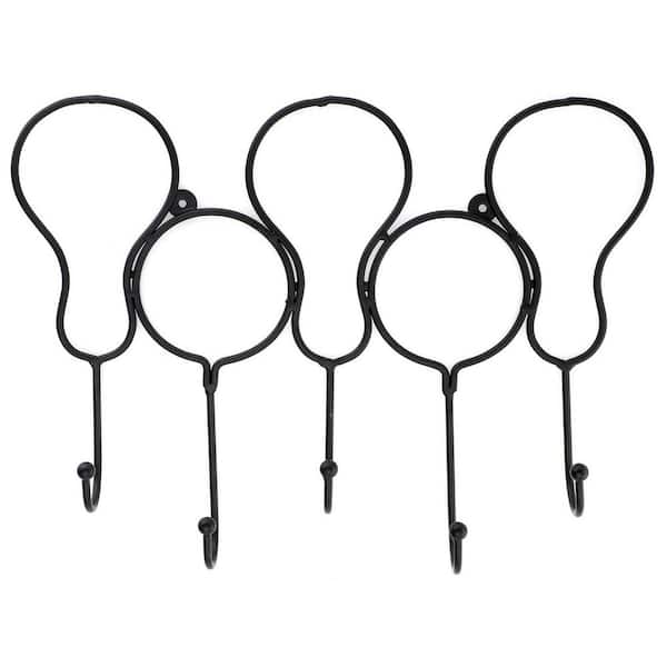 Mascot Hardware Balloon Shaped 15.5 in. L Black Hook Rail with 5 Hooks
