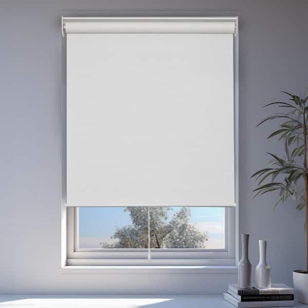Snap-N'-Glide Woven White Cordless Light Filtering UV Protection Polyester Roller Shade 28 in. W x 72 in. L