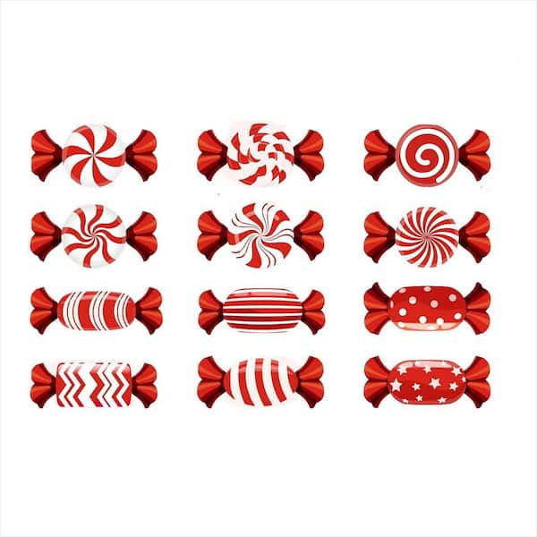 12-Piece Waterproof Christmas Cardboard Candy Lawn Yard Sign Stakes for Pathway Walkway Decor