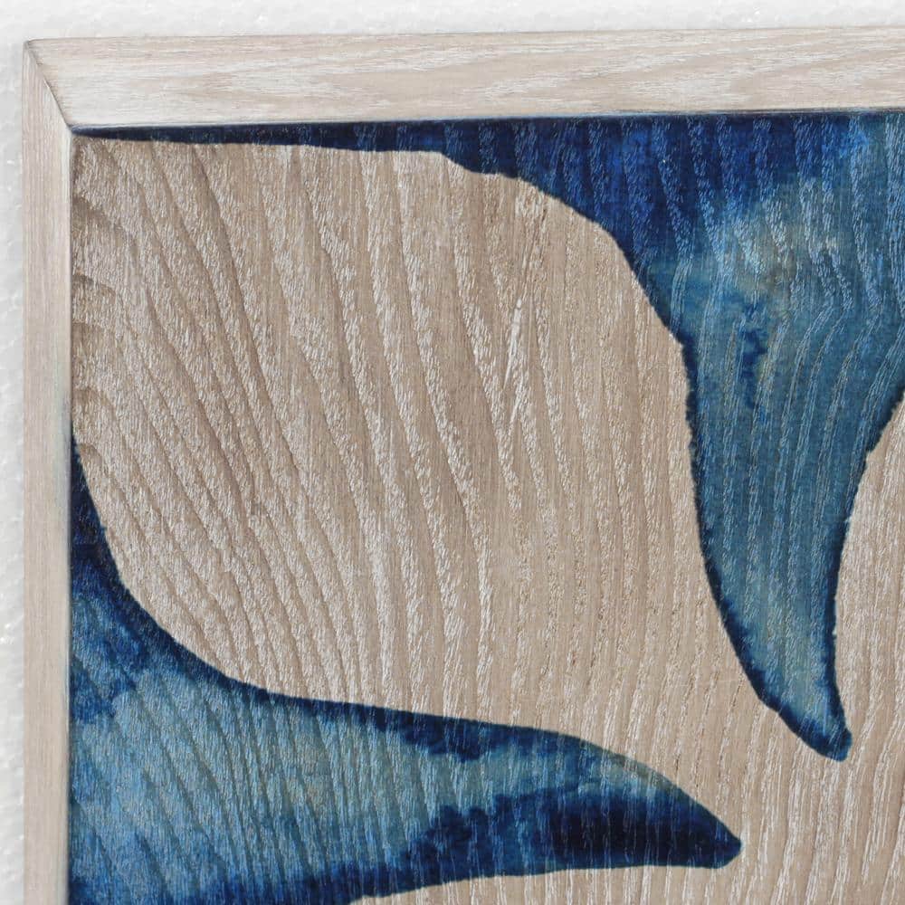Cobalt Blue and Ash Wood Abstract Square Wall Art