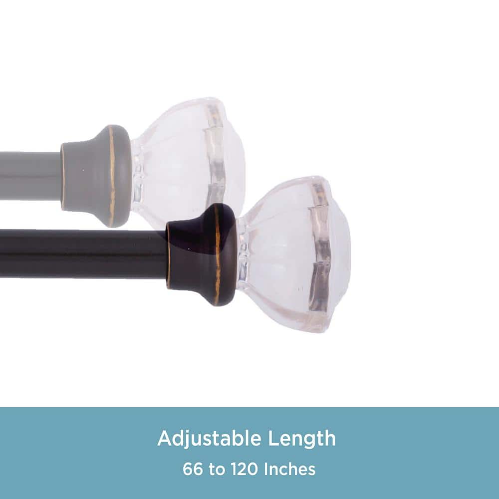 Bronze Adjustable Curtain Rod with Acrylic Finials