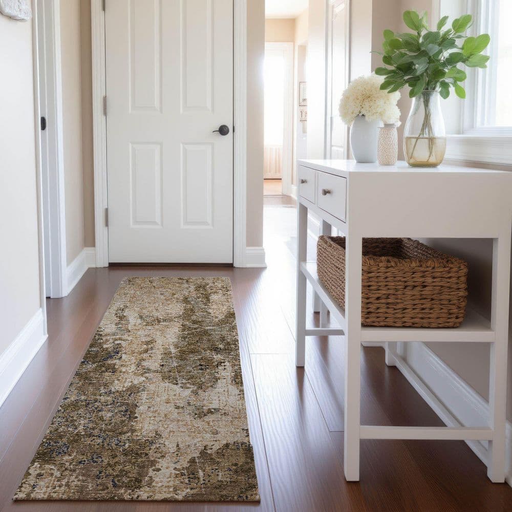 Mayfield Premium Machine Washable Abstract AMF1389 Khaki 2 ft. 3 in. x 7 ft. 6 in. Runner Rug price history on PriceWatchPro