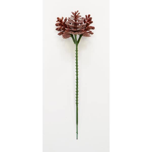 1.5 in. Plastic Pine Cone x 3 on a Christmas Wreath Pick Arrangement, Set of 24