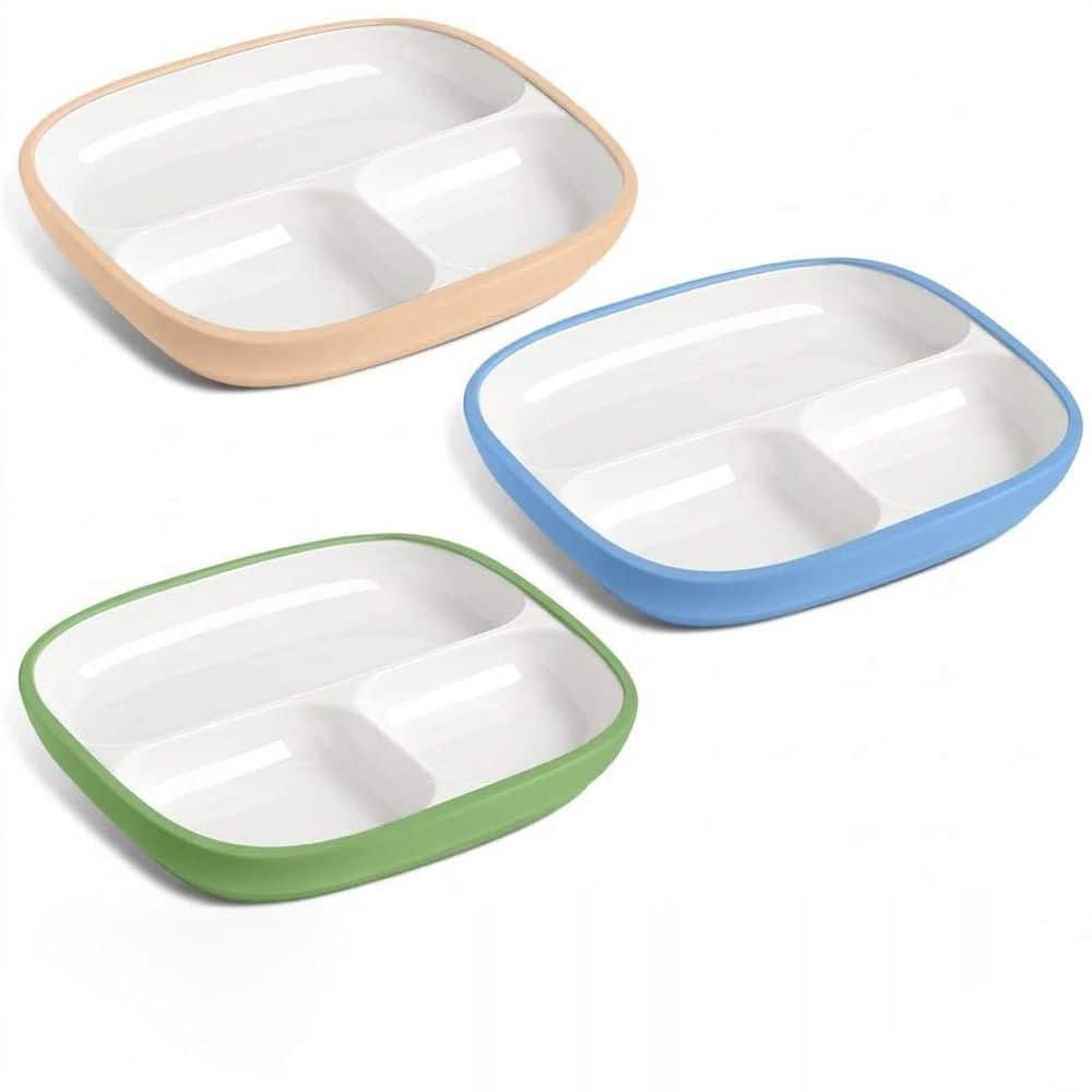 Kids Divided Porcelain Plates with Silicone Sleeves for Toddler and Baby Feeding, 3-Set Classic Colors price history on PriceWatchPro