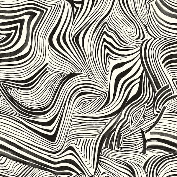 Tempaper Novogratz Zebra Marble Waverly White Black Peel and Stick Wallpaper Sample