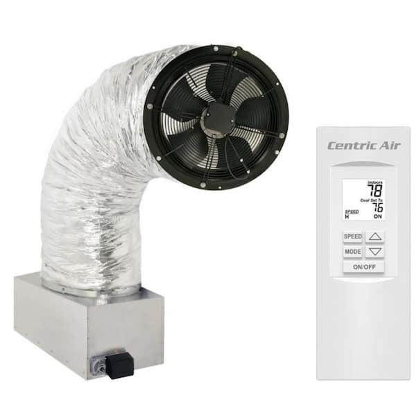 CENTRIC AIR 2.7(R2) Whole House Fan 2709 CFM (HVI-916 Certified Airflow Rating) 2-Speed Remote with Timer/Temp Control R10 Damper