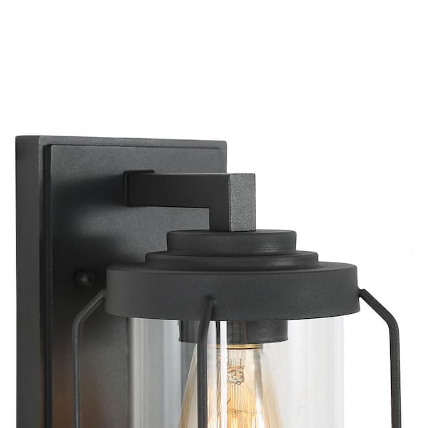 Uolfin Modern Black Outdoor Wall Light, Spera 1-Light Minimalist Outdoor Wall Lantern Sconce with Clear Glass Shade (2-Pack)