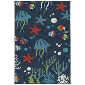 Amalie Navy 1 ft. 9 in. x 3 ft. Indoor/Outdoor Area Rug