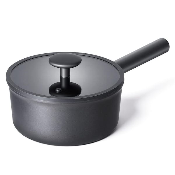 1.5 qt. Gray Aluminum Non-Stick Sauce Pan with Lid, Oven and Dishwasher Safe, Superior Titanium and Easy to Clean