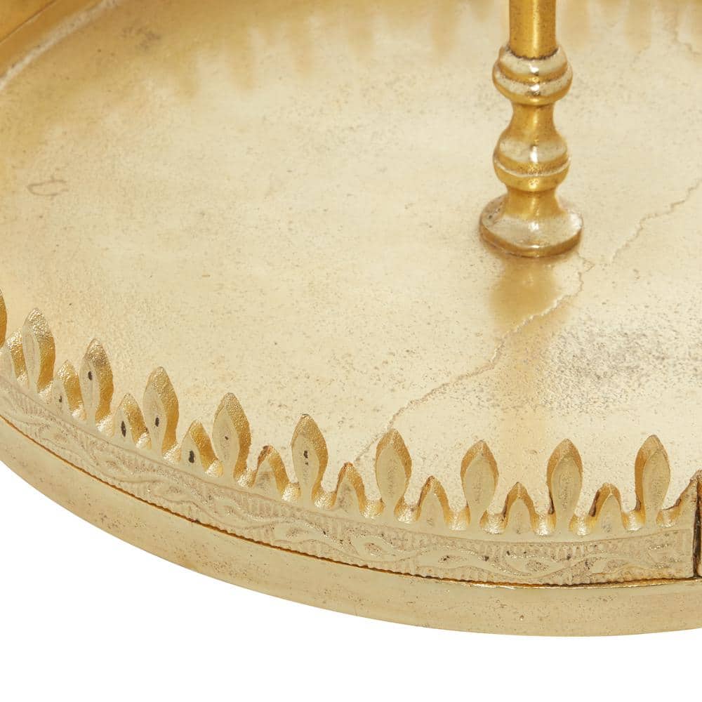 Gold Aluminum Glam Cake Stand with Finial Handle