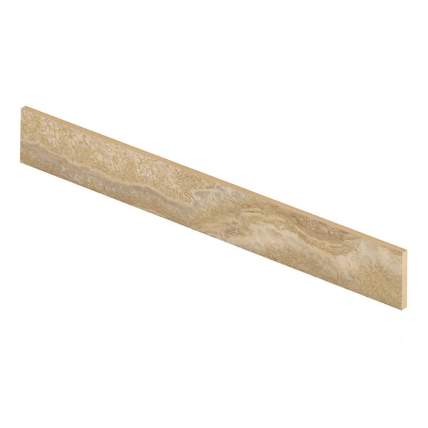 Cap A Tread Ivory Travertine 94 in. L x 1/2 in. T x 7-3/8 in. W Vinyl Overlay Riser to be Used with Cap A Tread