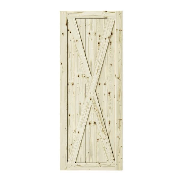 Colonial Elegance 42 in. x 84 in. Station X-Brace Unfinished Knotty ...