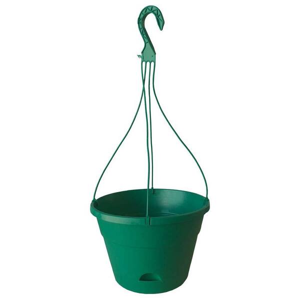 Dynamic Design Newbury 13 in. Round Cadmium Green Resin Self-Watering Hanging Basket