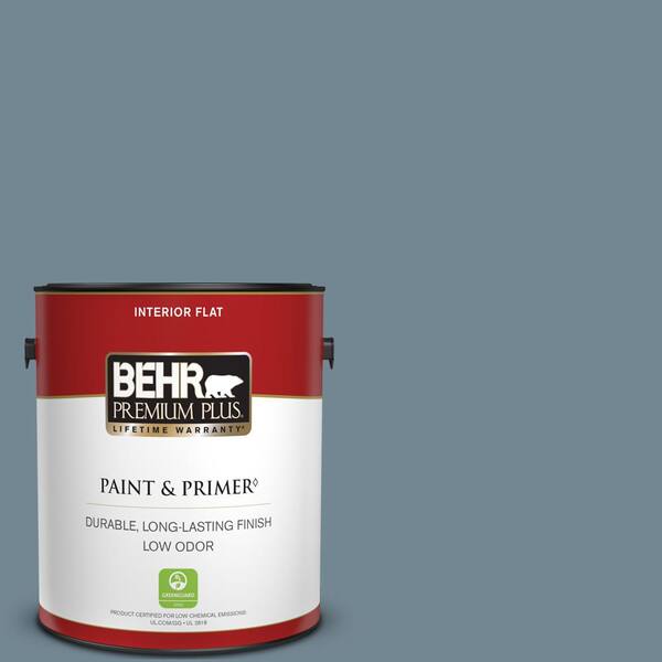 BEHR PREMIUM PLUS 1 gal. Home Decorators Collection #HDC-AC-24 Lyric Blue Flat Low Odor Interior Paint & Primer