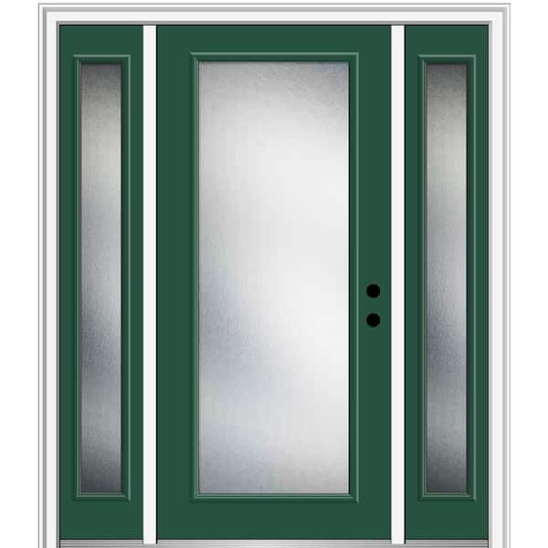 MMI Door 64.5 in. x 81.75 in. Micro Granite Left-Hand Inswing Full Lite Decorative Painted Fiberglass Smooth Prehung Front Door