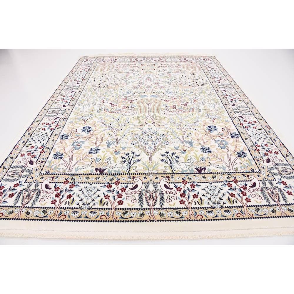 Ivory Floral Synthetic 8' x 10' Rectangular Area Rug