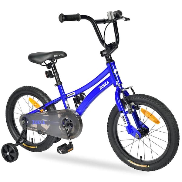 Unbranded 16 in. Kids' Bicycle with Training Wheels for Boys Age 4-Years to 7-Years, Blue Steel Bike