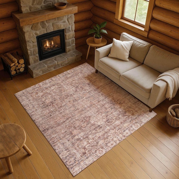 Mayfield Premium Machine Washable Abstract AMF1744 Paprika 10 ft. x 14 ft. Area Rug
