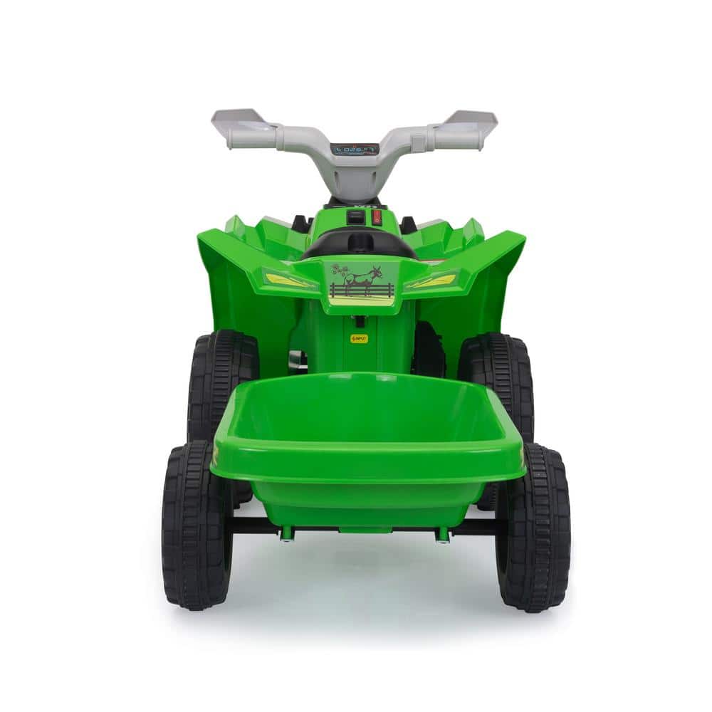 Green Kids Electric ATV with Trailer and Music