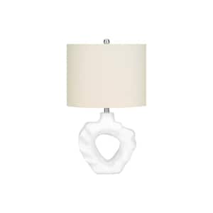 25 in. Cream Modern Integrated LED Bedside Table Lamp with Cream Linen Shade