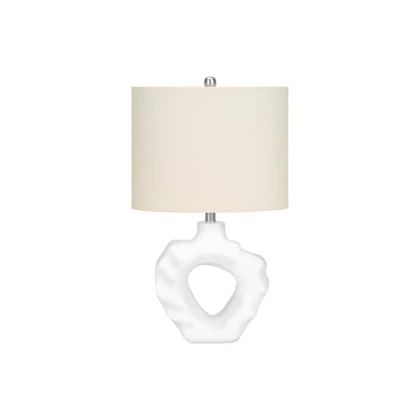 HomeRoots 25 in. Cream Modern Integrated LED Bedside Table Lamp with Cream Linen Shade
