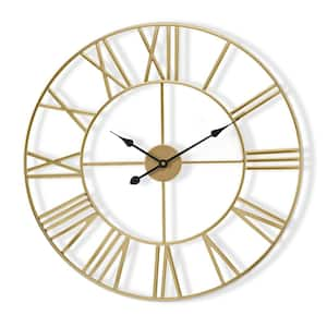 Gold Analog Metal Lighted Wall Clock