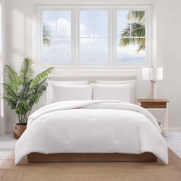 Pebble Texture 3-Piece White Microfiber King Comforter Set