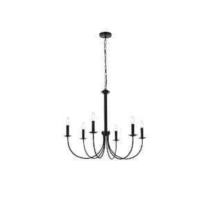 Home Living 40-Watt 6-Light Black Pendant Light with No Shade, No Bulbs Included