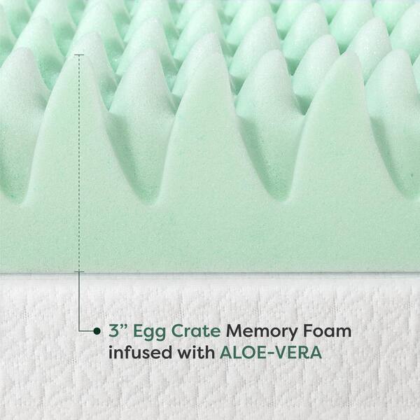 MELLOW 3 in. Full Egg Crate Memory Foam Mattress Topper with Aloe Vera  Infusion HD-ALEC-3F - The Home Depot