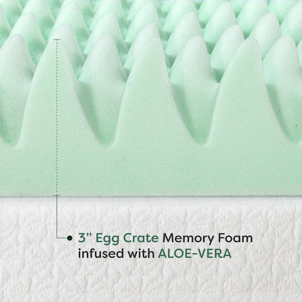 3 in. Full Egg Crate Memory Foam Mattress Topper with Lavender InfuSio