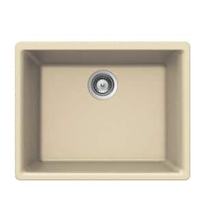 Quartztone Undermount Granite Composite 24 in. 1-Hole Single Bowl Kitchen Sink in Sand