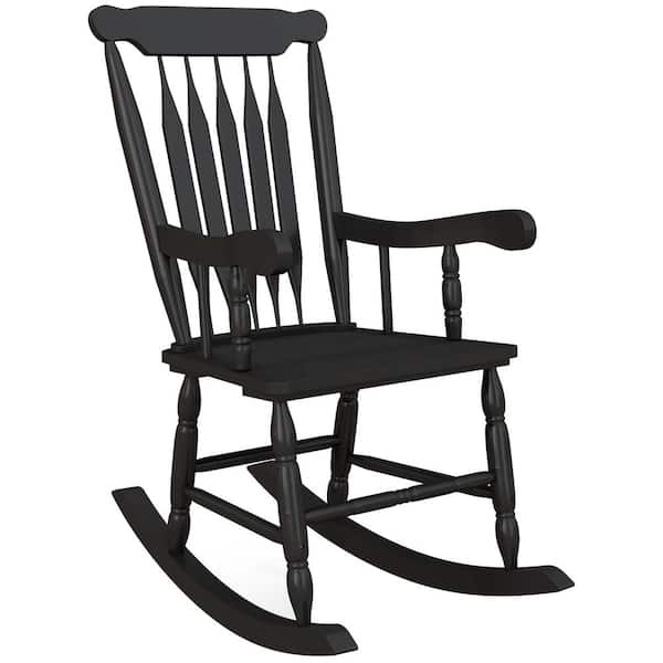 Outsunny Porch Rockers Black Poplar Wood Outdoor Rocking Chair 84G ...