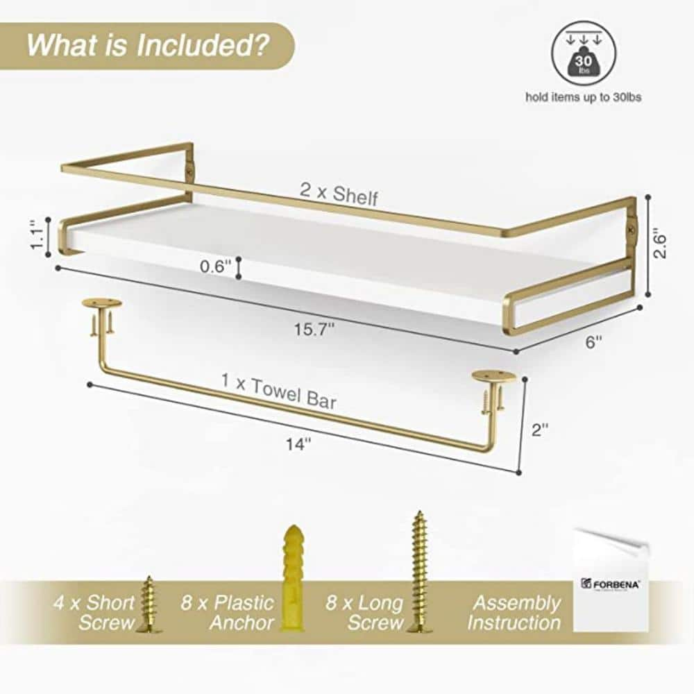 Dracelo 19.5 in. W x 5.92 in. D x 6.89 in. H Gold Glass Shelf Bathroom Shelf  with Towel Bar/Rail Shower Towel Rack Wall Mount B08CBVCVN4 - The Home Depot