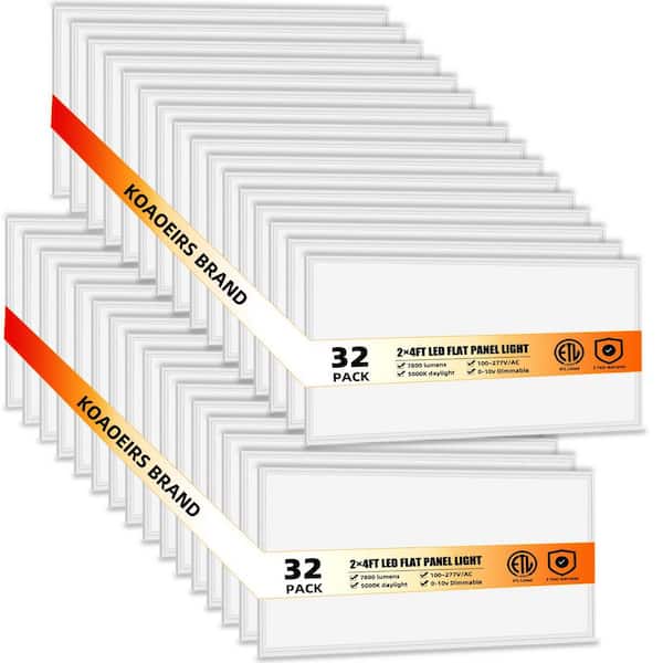 2 ft. x 4 ft. 250-Watt Equivalent White Integrated LED Troffer Panel Light 7800 Lumens 5000K Office Shop Light (32-Pack)