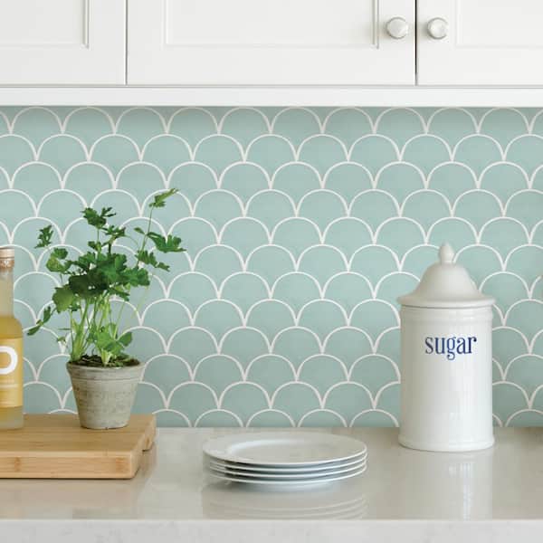 10 in. x 10 in. Vinyl Shell Peel and Stick Backsplash Tiles