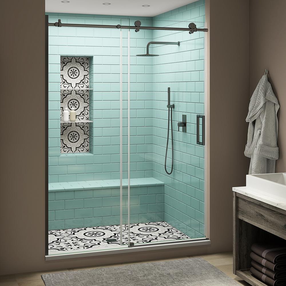 Coraline XL 48 - 52 in. x 80 in. Frameless Sliding Shower Door with StarCast Clear Glass in Oil Rubbed Bronze Right Hand price history on PriceWatchPro
