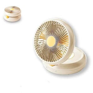 7 in. Foldable 4 Fan Speeds Table Fan in White With Remote Control and Night Light