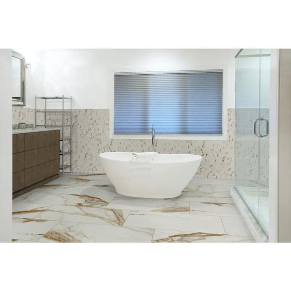 Calacatta Gold Subway 12 in. x 12 in. x 0.24 in. Matte Porcelain Mesh-Mounted Mosaic Tile (13.95 sq. ft./Case)