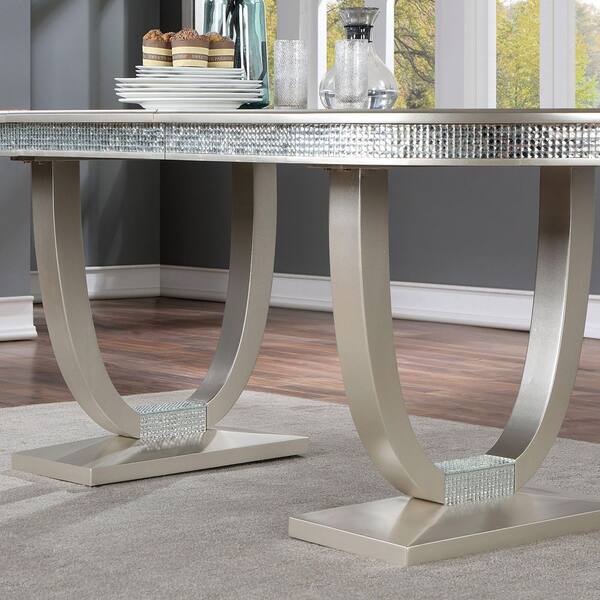 Furniture of America Foxtrail Glam 7-Piece Silver with Care Furniture of America Foxtrail Glam 7-Piece Silver with Care