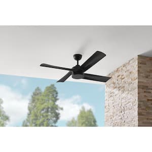 Baymore 52 in. Indoor/Outdoor Matte Black Ceiling Fan with Remote Control Included