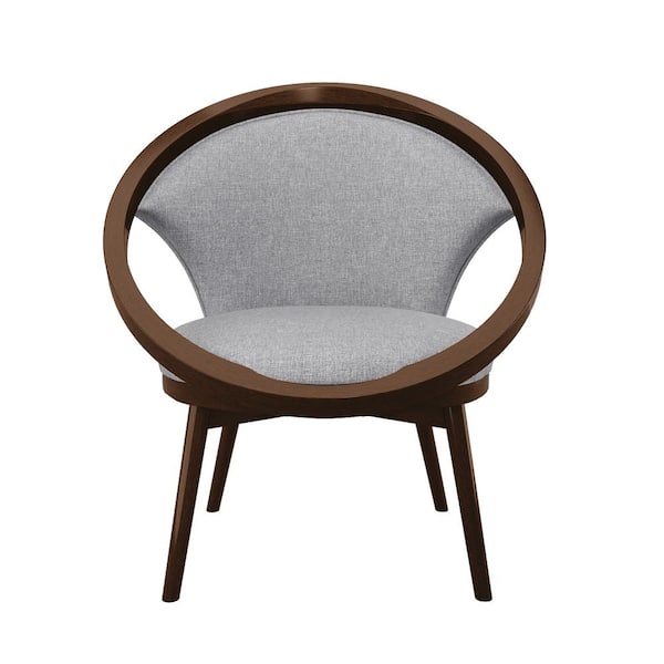EVERGLADE HOME Clair Gray Mid-Century Fabric Upholstery Solid Wood Frame Accent Chair