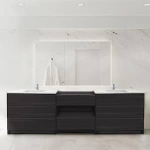 Element Standing 102 in. W x 22 in. D x 35 in. H Bath Vanity in Ebony with Lyra White Quartz Top