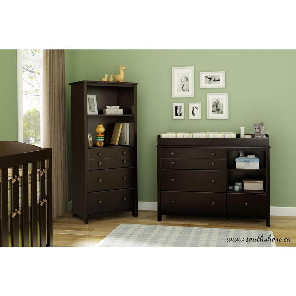 South Shore Little Smileys 4-Drawer Espresso Changing Table, Brown -  3759337